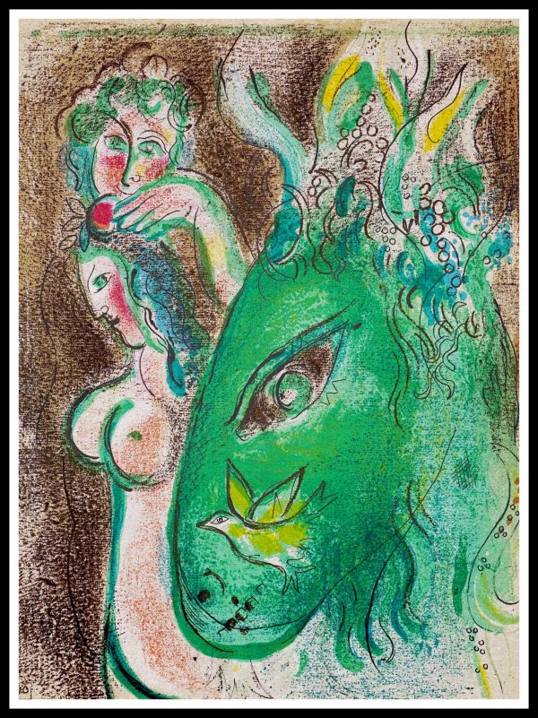 (alt="original lithography Marc CHAGALL - Paradise, Holly bible, 1960, printed by Mourlot, limited edition")