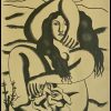 (alt="Lithographie originale de Fernand Léger " Femme " 1952 imprimé par Mourlot, Paris. 1000 exemplaires, edition limitée")