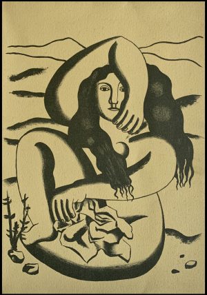 (alt="Lithographie originale de Fernand Léger " Femme " 1952 imprimé par Mourlot, Paris. 1000 exemplaires, edition limitée")