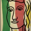 (alt="Pochoir Fernand Léger "Portrait de Marguerite Lesbats" 1952 imprimé par Mourlot, Paris. 1000 exemplaires, edition limitée")