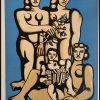 (alt="Pochoir original de Fernand Léger "Les femmes et enfant à l'accordéon" 1952 imprimé par Mourlot, Paris. 1000 exemplaires, edition limitée")