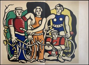 (alt="pochoir originale "Les cyclistes" 1952 de Fernand Léger imprimé par Mourlot, Paris. 1000 exemplaires - Edition limitée")