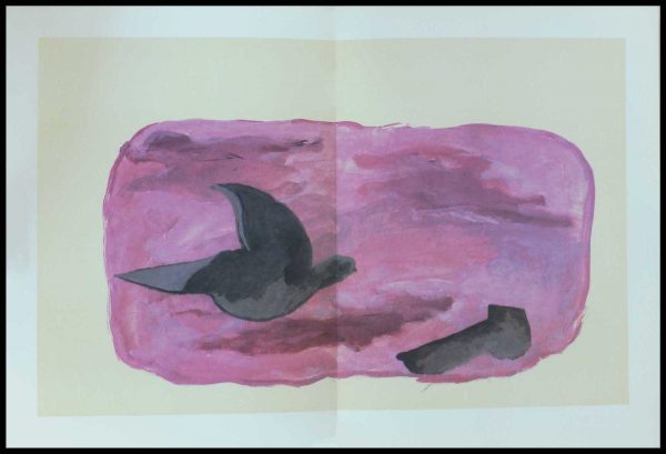 (alt="Georges BRAQUE lithographie 56 x 38 cm pli au milieu comme publié Les oiseaux III non signé Imprimerie ARTE 1967")