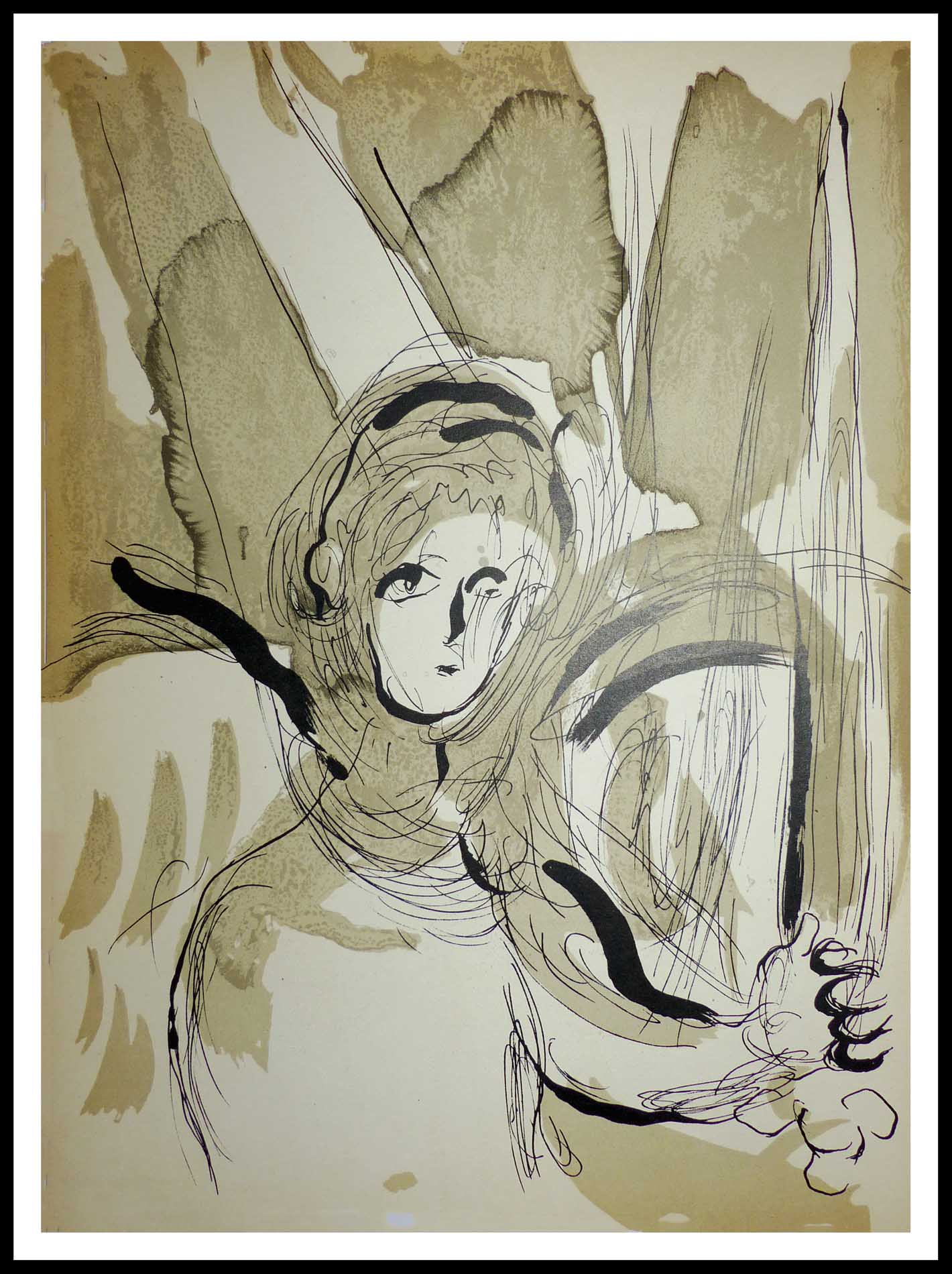 Marc CHAGALL, Original lithography, La Bible Chagall - l'ange à l'épée ...