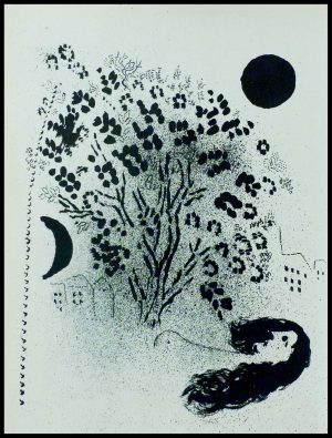 Lithographie originale Marc Chagall 35.5 x 26.5 cm Le soir 1952 Imprimerie Verve 6000 exemplaires