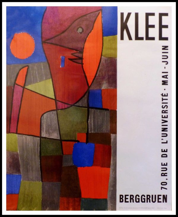 (alt="original vintage exhibition poster, Paul KLEE, Mourlot, Berggruen, 1961")