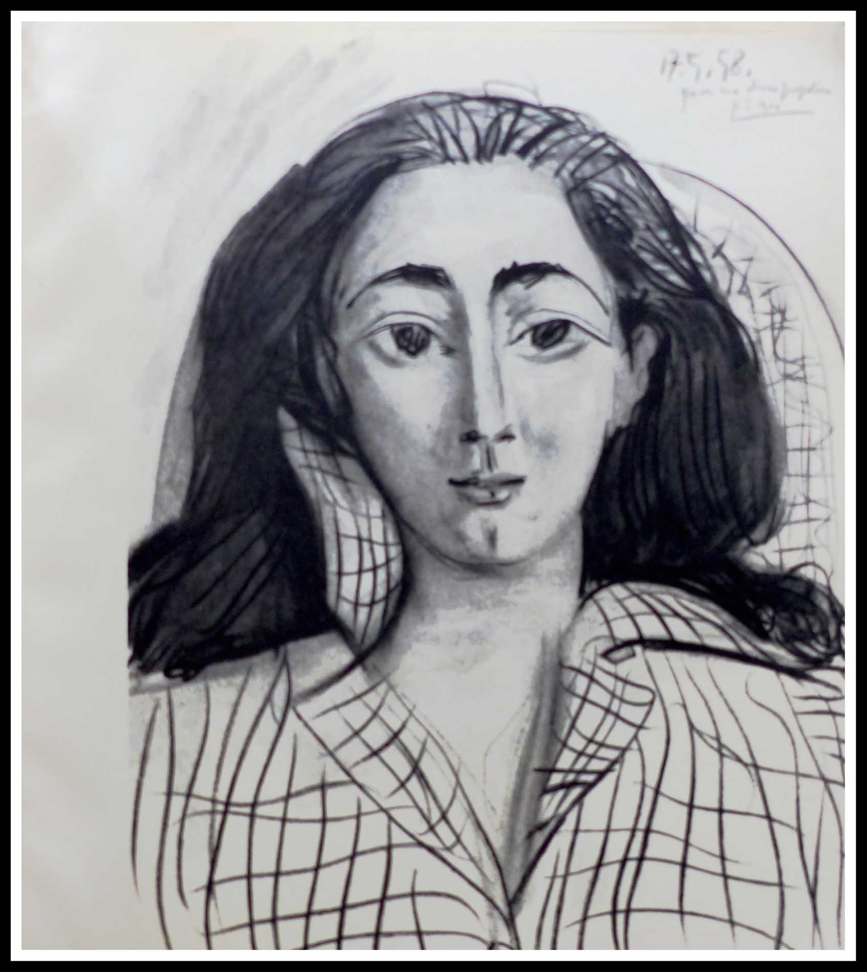 Pour ma chère Jacqueline Picasso signé et daté 17 mai 58 A+ 29.5 x 27.3 cm Edition cercle d art 1964 eau-forte originale atelier crommelynck papier chiffon 150 exemplaires