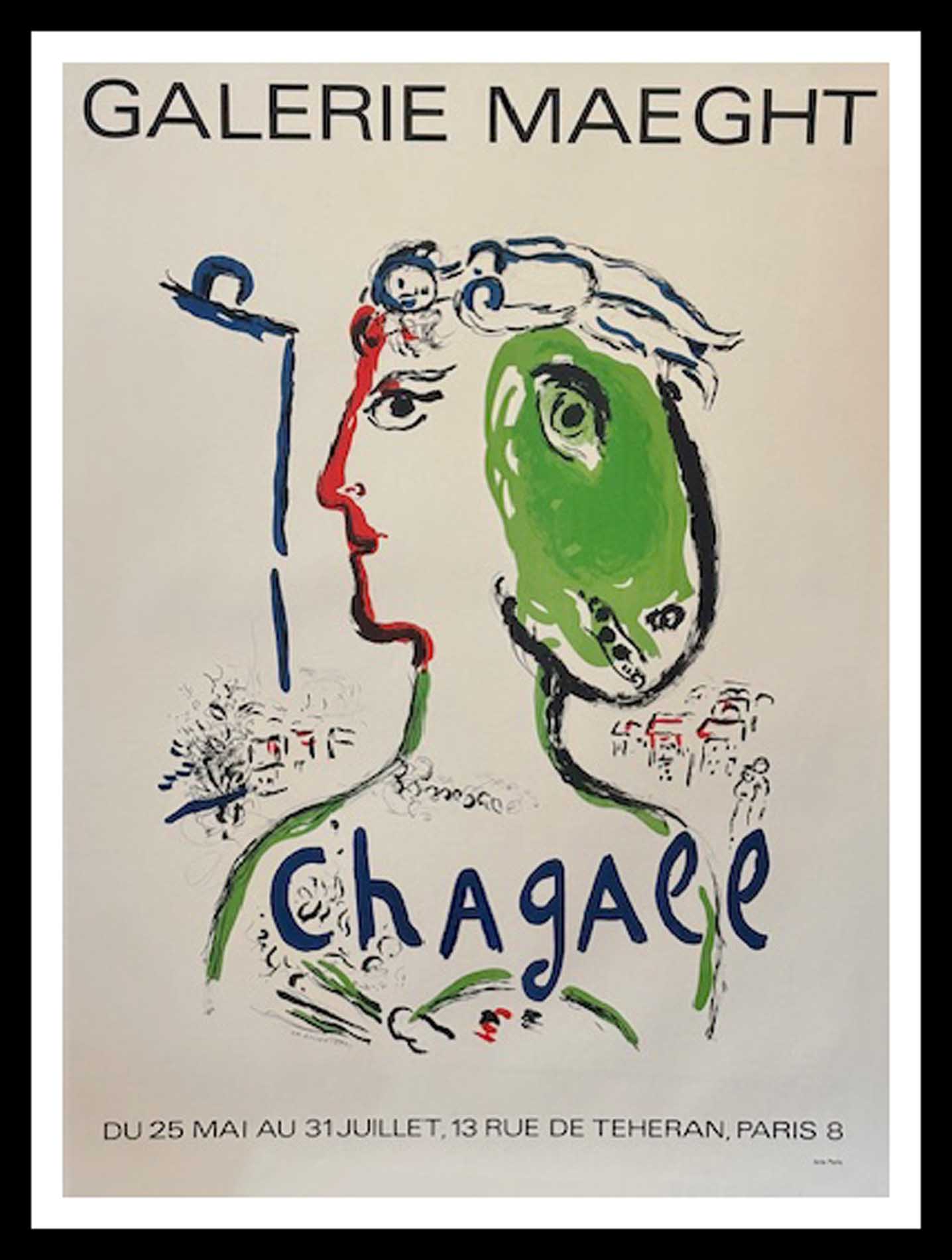 EXPOSITION Marc CHAGALL Galerie MAEGHT 160 x 120 cm condition A+ Imprimerie ARTE