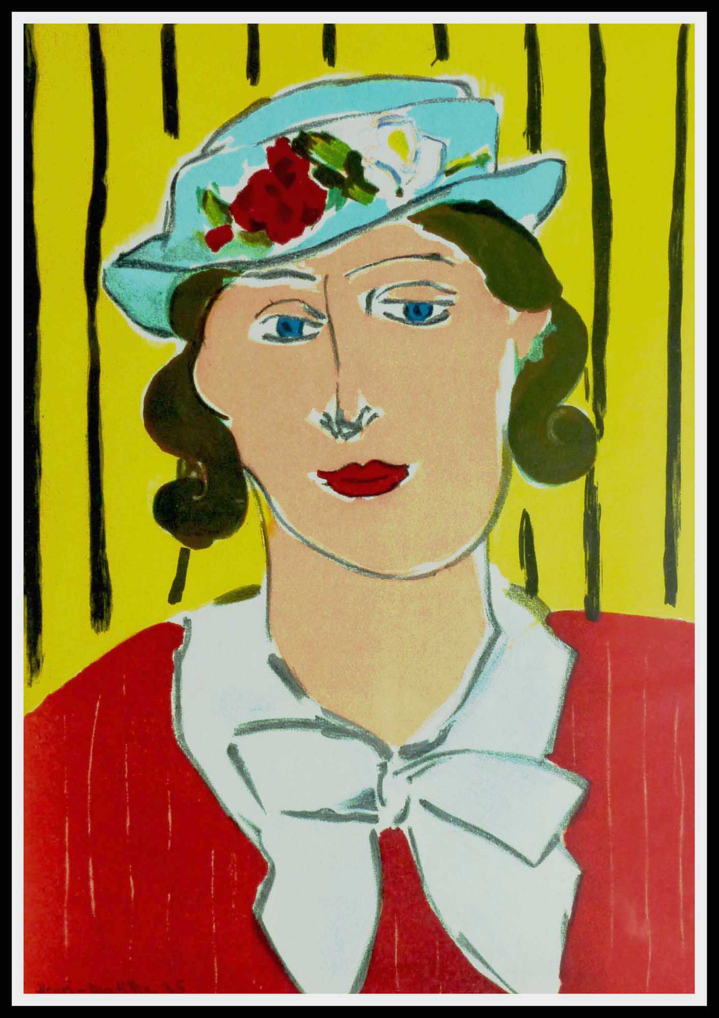 Lithographie Matisse 1938 femme au chapeau