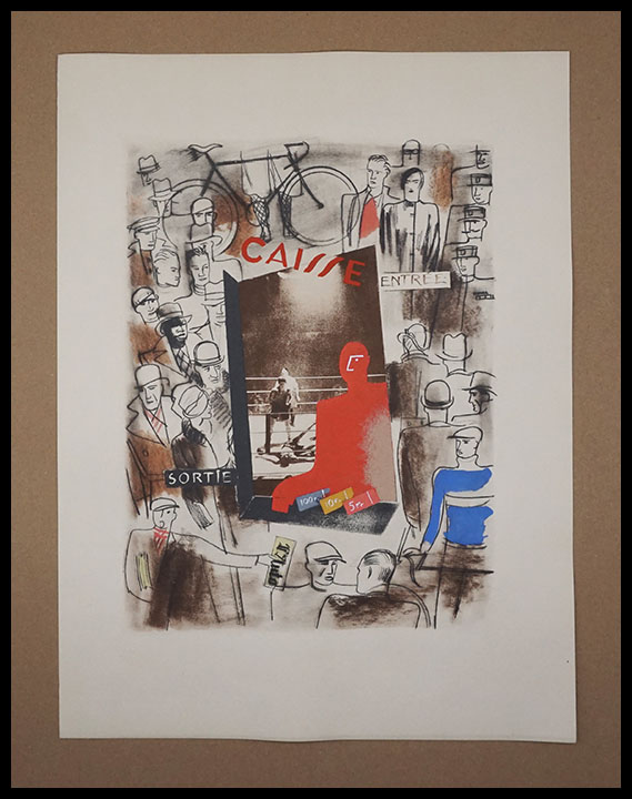 Milivoj Uzelac lithographie originale, Au stade, le spectacle du sport