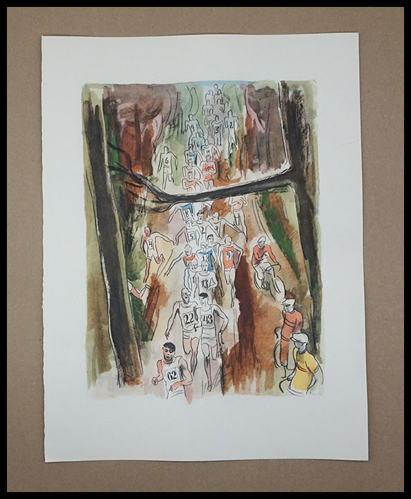 Milivoj Uzelac lithographie originale, Course, Marathon de Paris