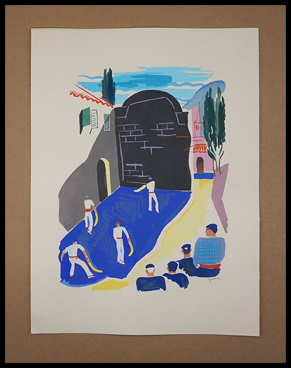 Milivoj Uzelac lithographie originale, La Pelote Basque