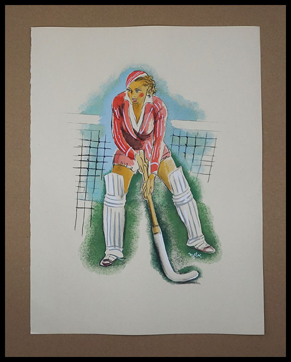 Milivoj Uzelac lithographie originale, Le Hockey