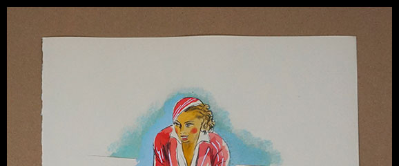 Milivoj Uzelac lithographie originale, Le Hockey_01