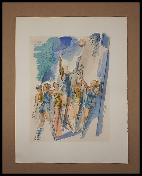 Milivoj Uzelac lithographie originale, Le basketball