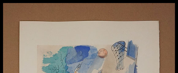 Milivoj Uzelac lithographie originale, Le basketball_01