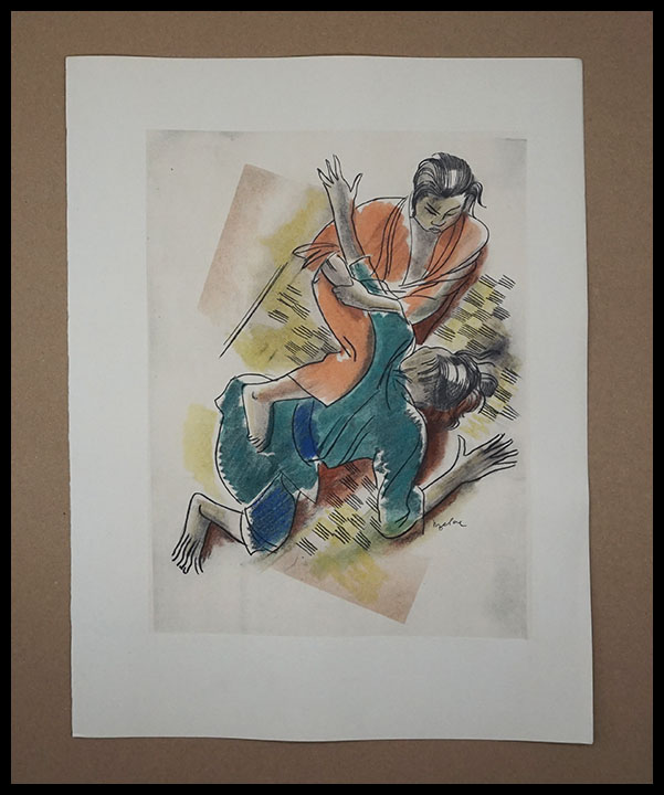 Milivoj Uzelac lithographie originale, Les Arts Martiaux