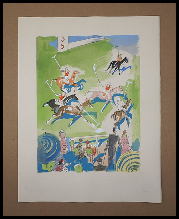 Milivoj Uzelac lithographie originale, Match de Polo à cheval