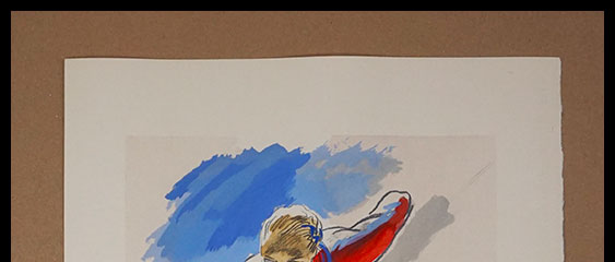Milivoj Uzelac lithographie originale, Patinage, Patins à glace_01