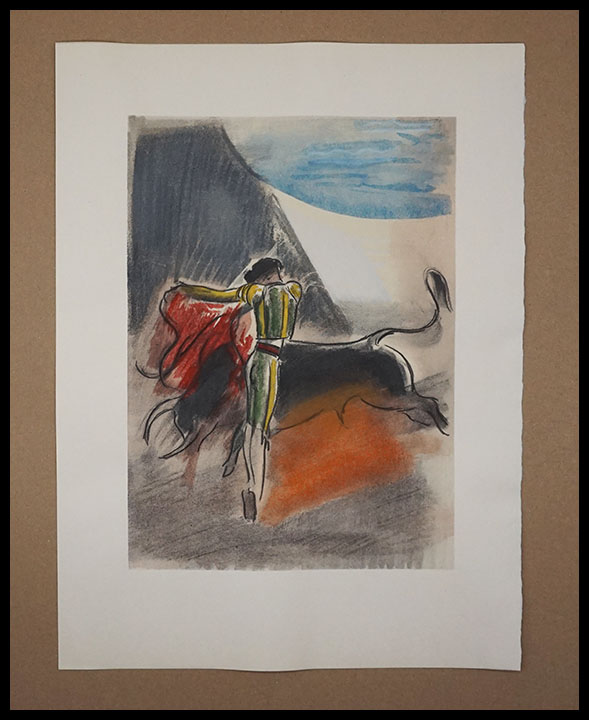 Milivoj Uzelac lithographie originale, Tauromachie, Corrida