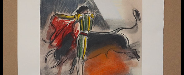 Milivoj Uzelac lithographie originale, Tauromachie, Corrida_02