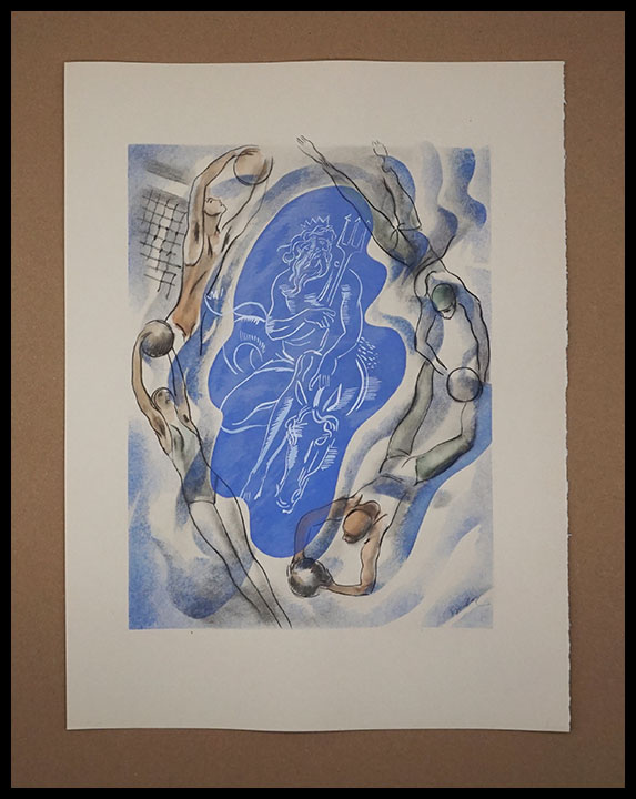 Milivoj Uzelac lithographie originale, le Water-Polo
