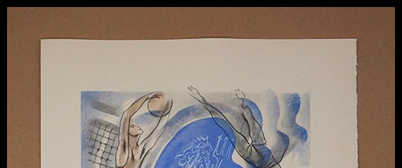 Milivoj Uzelac lithographie originale, le Water-Polo_01
