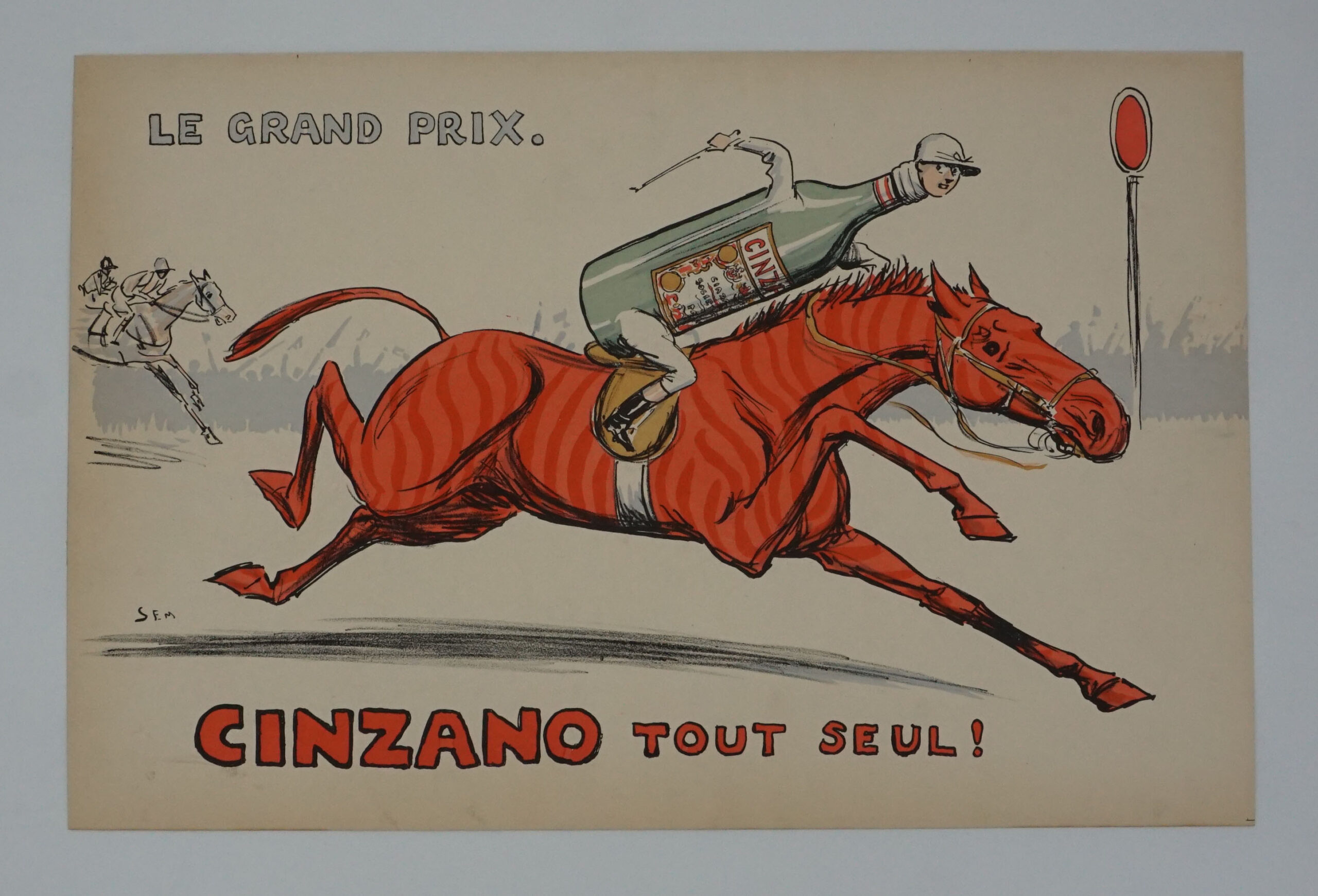 Sem (Georges Goursat),Lithographie gravure original,Cinzano,Le grand prix Sem (Georges Goursat),Lithographie gravure original,Cinzano,Le grand prix