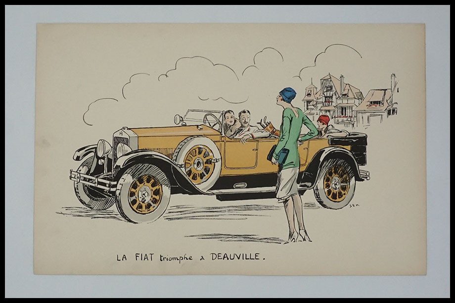 Sem (Georges Goursat),Lithographie gravure original,Fiat,Deauville