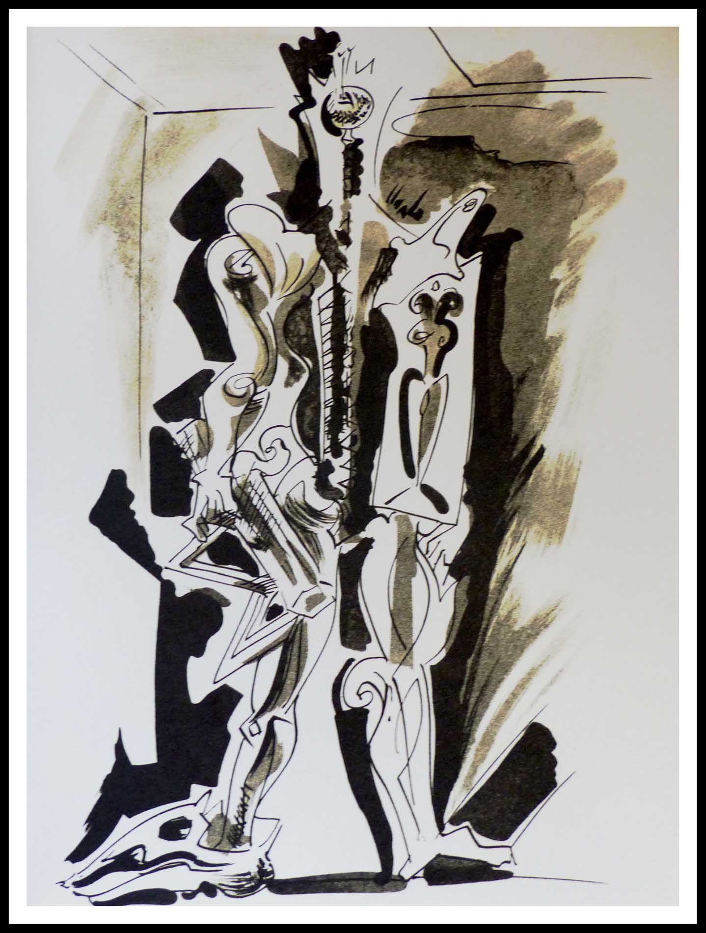 Lithographie originale André MASSON 31 x 24 cm Hommage à Dorothea TANNING 1977